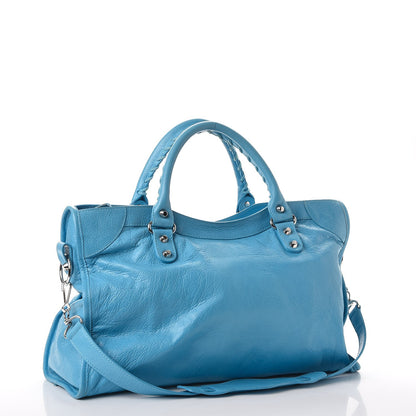 Balenciaga Agneau Classic Silver Hardware City Bleu Azur Clair 4 of 8