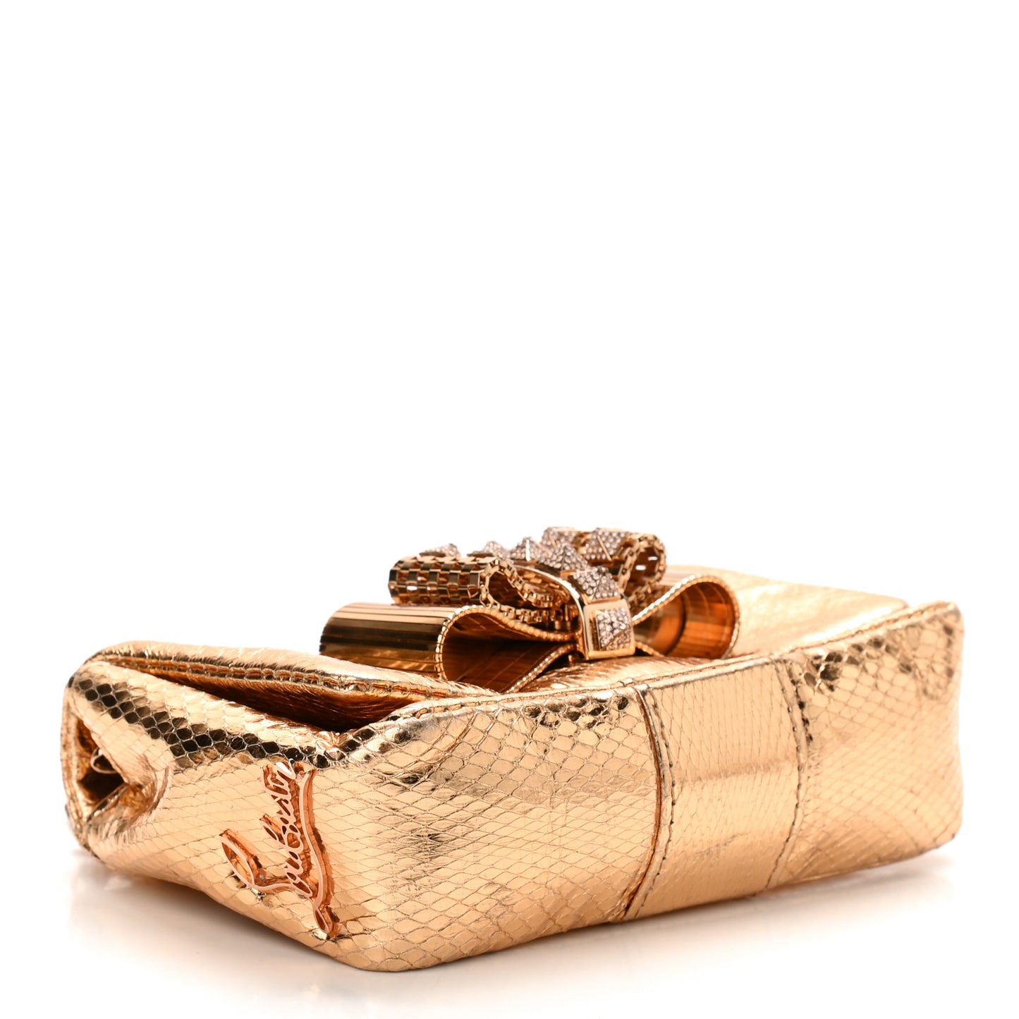 Metallic Waternsnake Crystal Mini Sweety Charity Crossbody Bag Gold