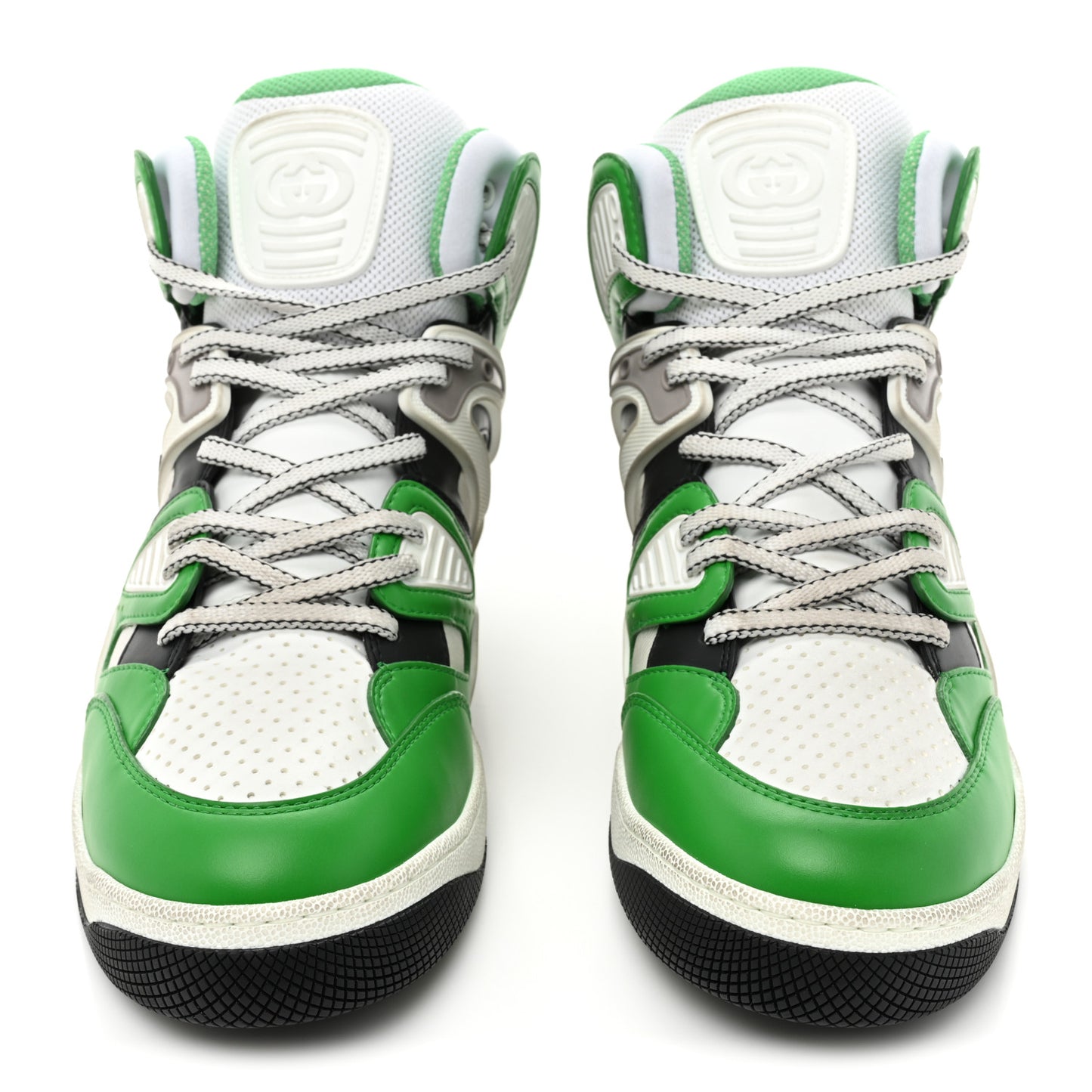 Demetra GG Supreme Monogram Mens Basket High Top Sneakers 9.5 Great White Green Black