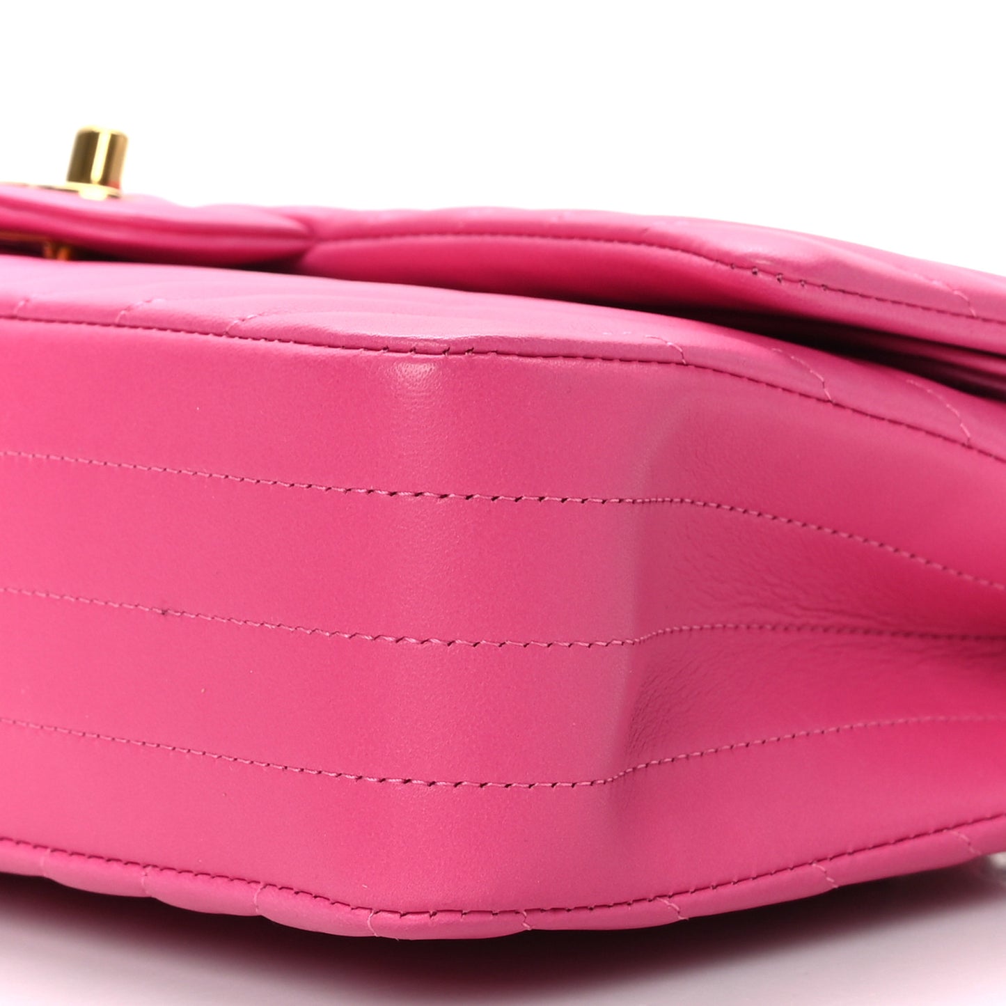 Lambskin Chevron Quilted Medium Double Flap Pink