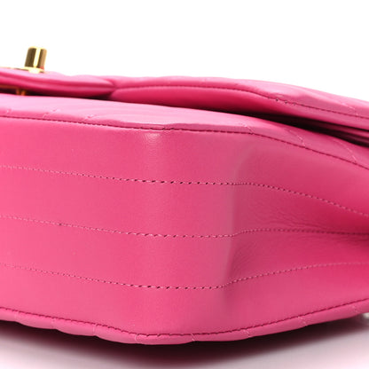 Chanel Lambskin Chevron Quilted Medium Double Flap Pink 9 of 9