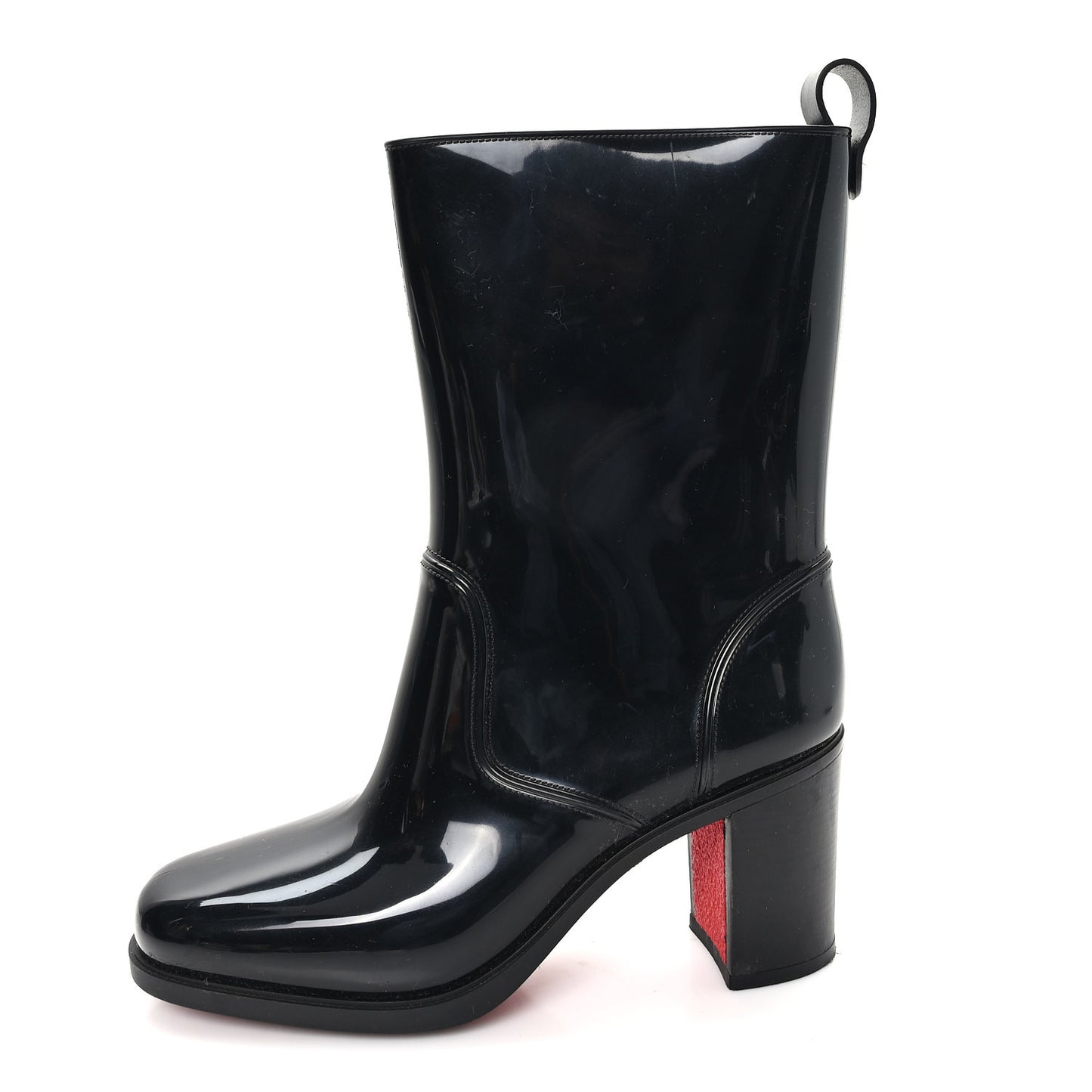 Recycled PVC Calfskin Loubirain 70 Boots 39 Black