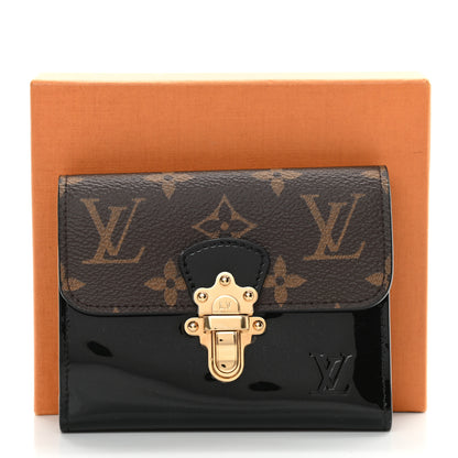 Louis Vuitton Patent Calfskin Monogram Cherrywood Compact Wallet Black 7 of 7