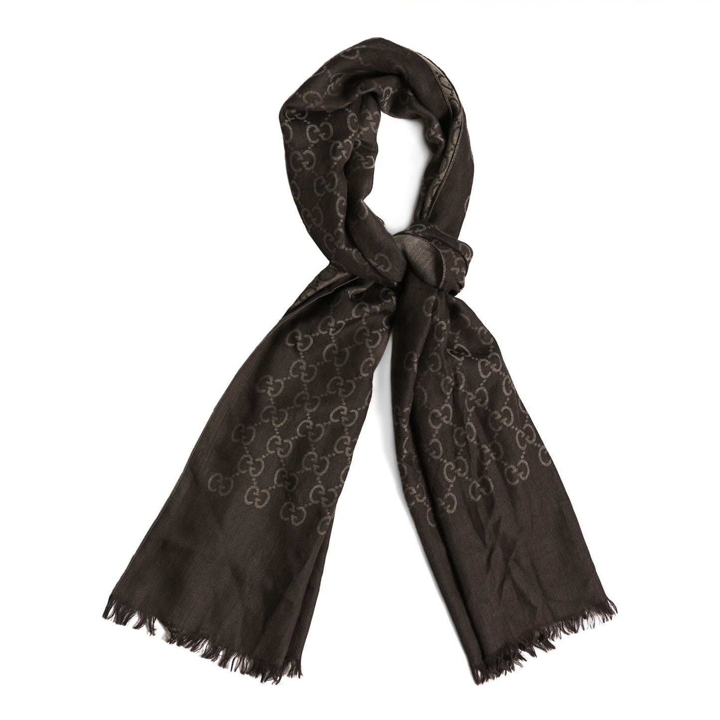 Wool Silk GG Monogram GGNat Scarf Coffee