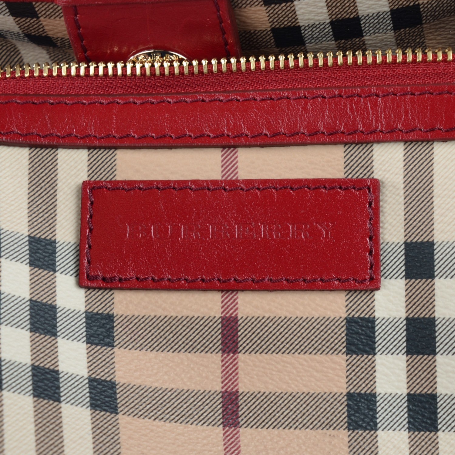 Burberry Haymarket Check Small Canterbury Tote Military Red 5 of 8
