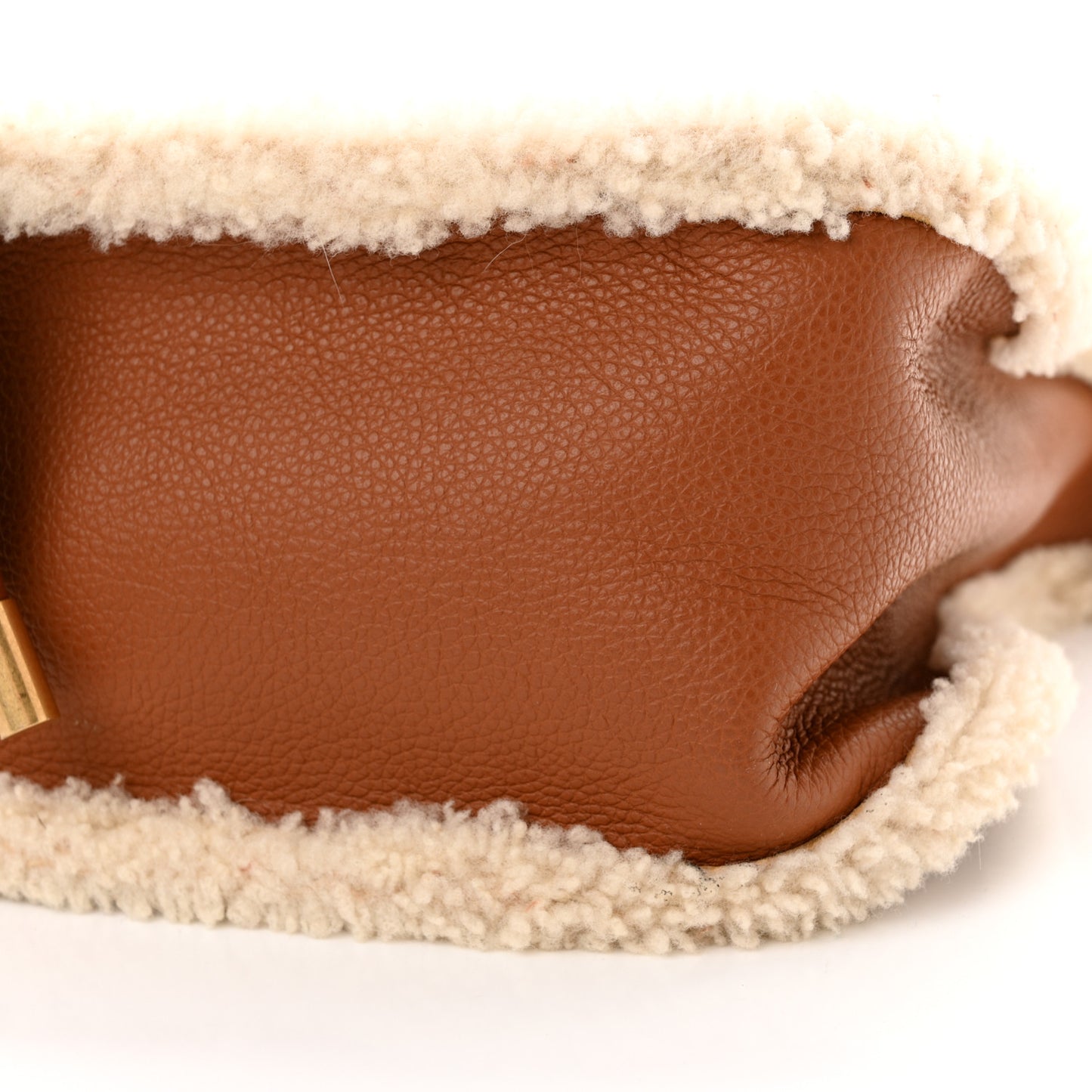 Calfskin Shearling Medium Marcie Satchel Tan