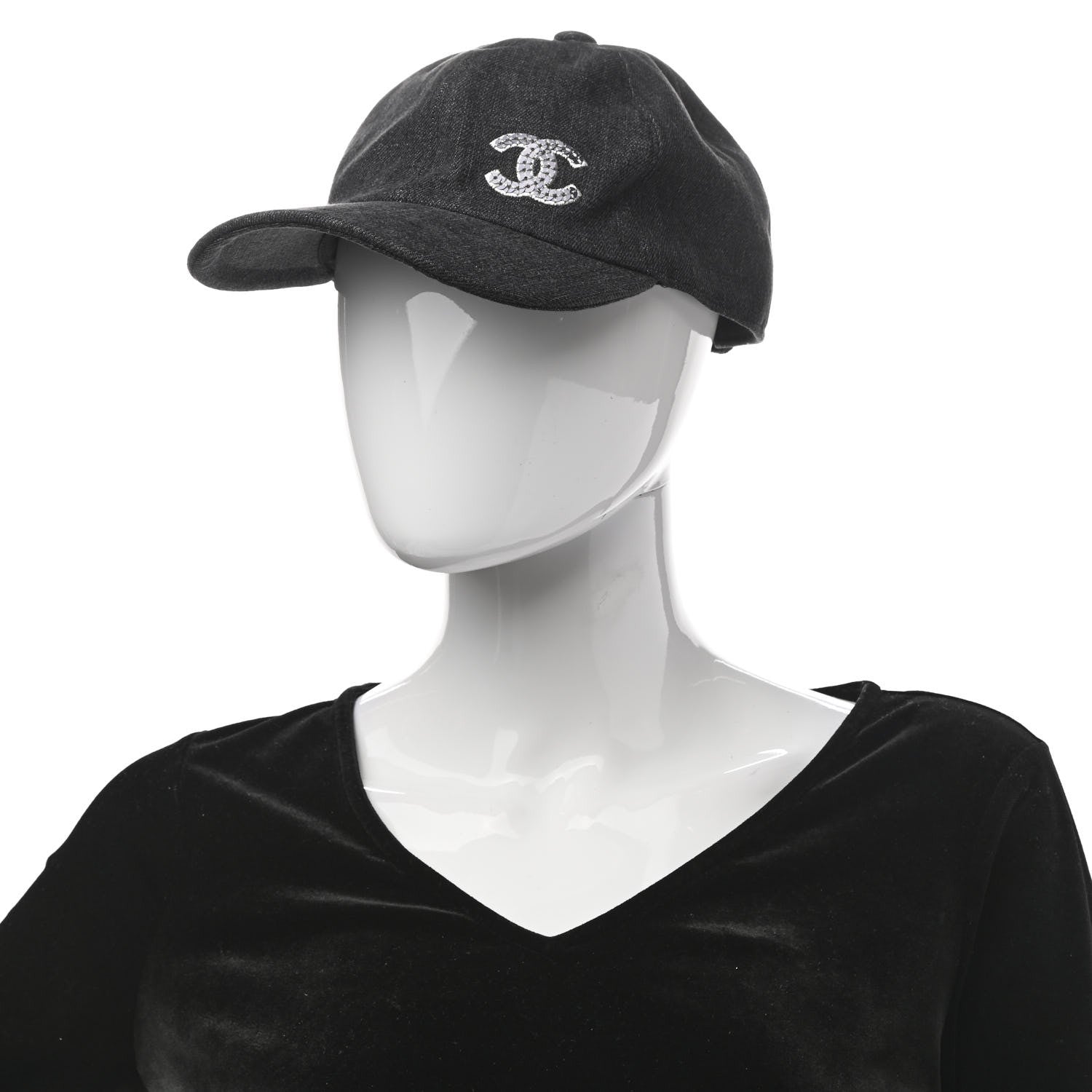 Chanel Cotton Sequin CC Cap Hat Black 2 of 8