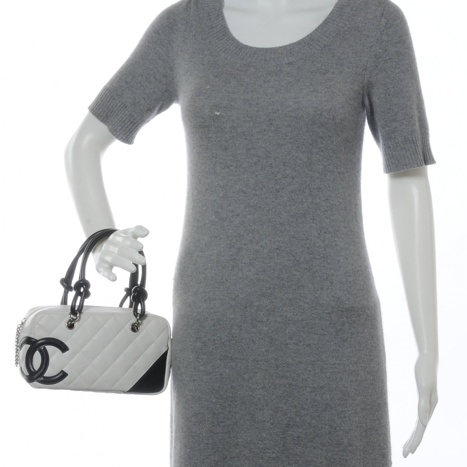 Chanel Calfskin Quilted Small Cambon Bowler White Black 2 of 7