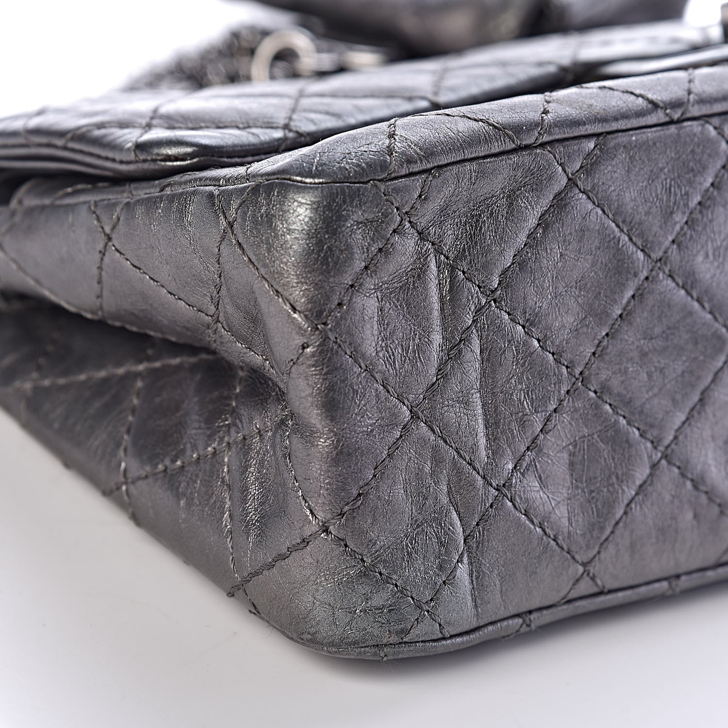 Chanel Metallic Aged Calfskin Quilted 2.55 Reissue 225 Flap Dark Silver 14 of 16