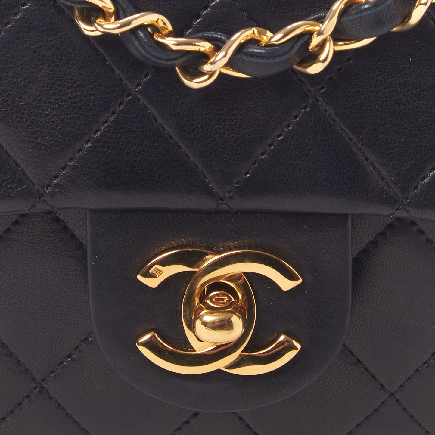 Lambskin Quilted Mini Square Flap Bag Black