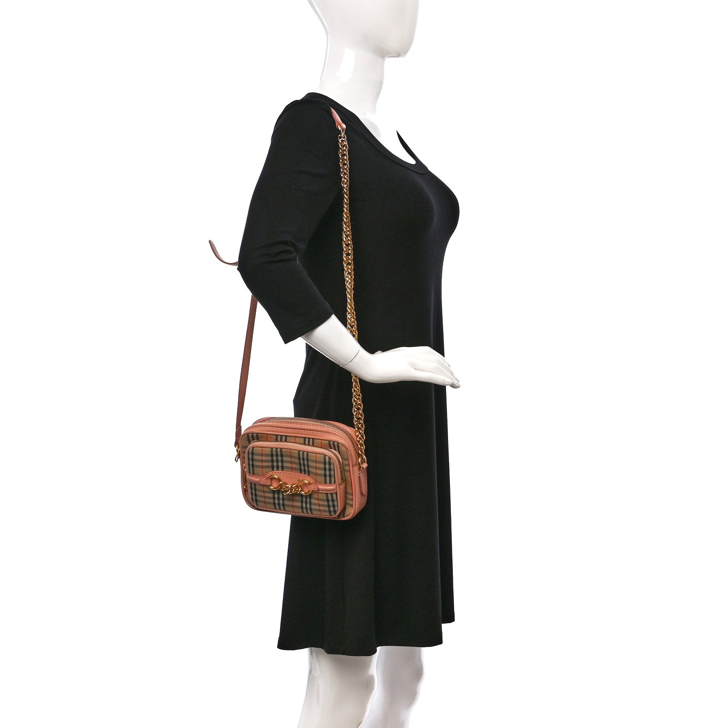 Burberry Smooth Calfskin 1983 Knight Check Link Camera Bag Peach 2 of 9