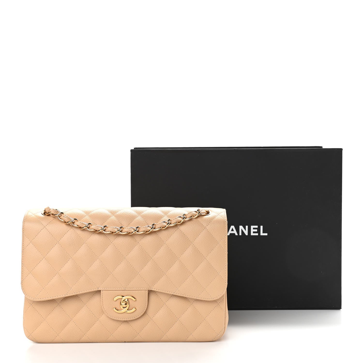 Chanel Caviar Quilted Jumbo Double Flap Beige Clair 11 of 11