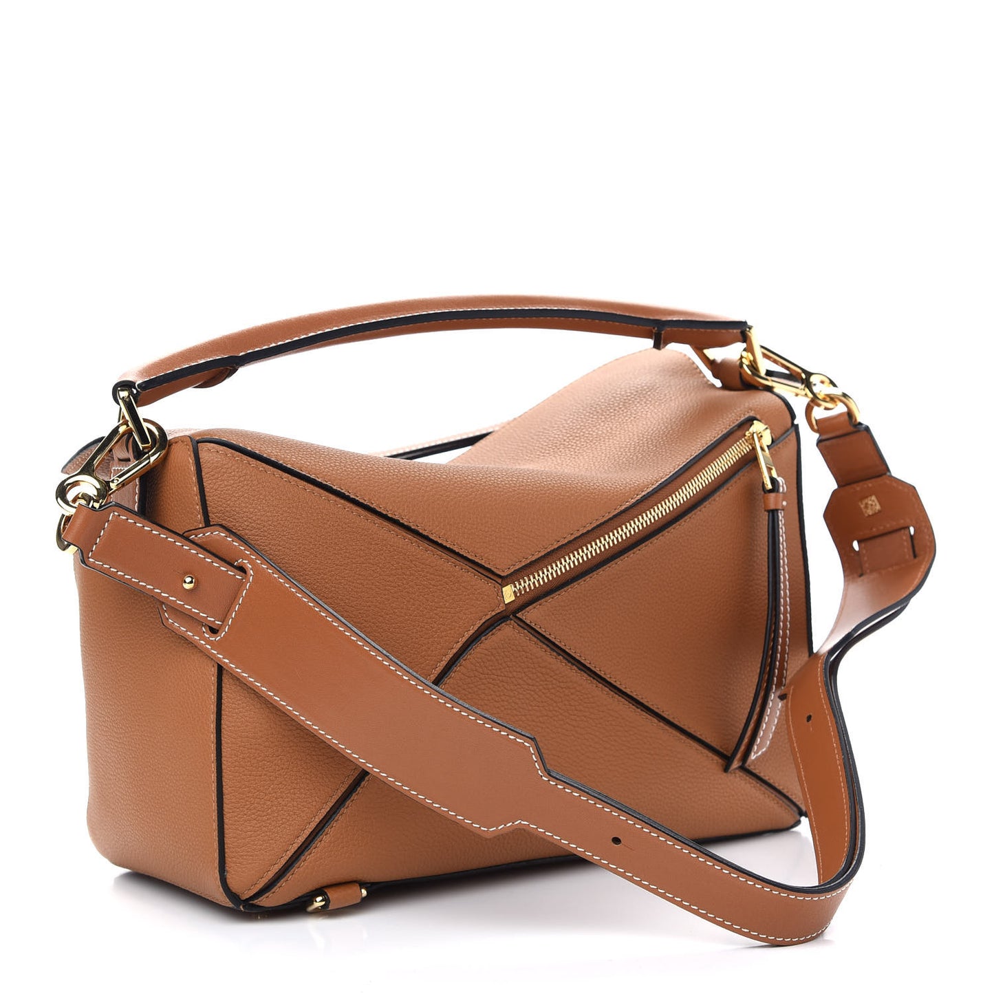 Calfskin Medium Puzzle Bag Light Caramel