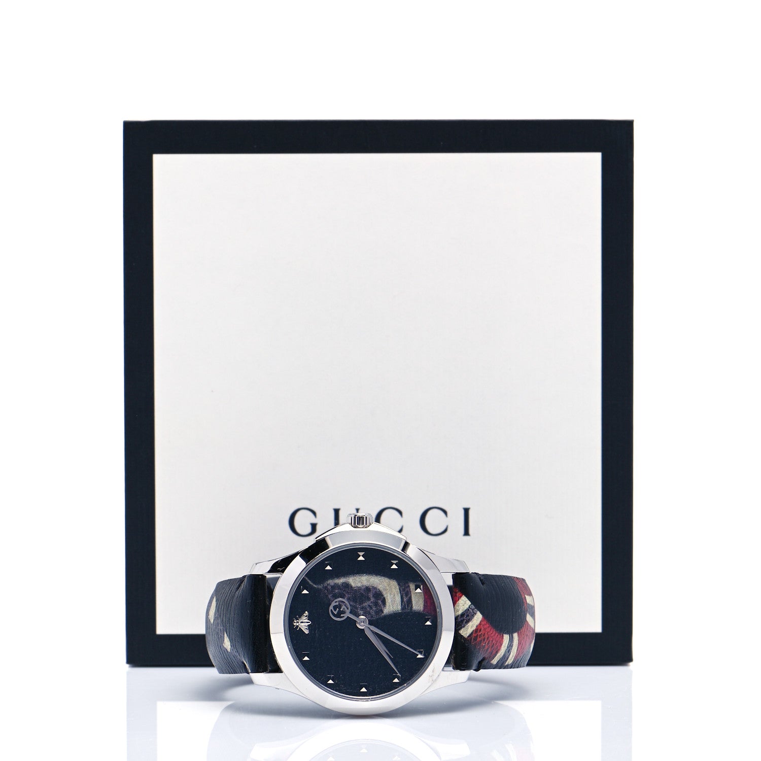 Gucci Stainless Steel Calfskin 38mm Le Marche Des Merveilles Snake Quartz Watch Black 7 of 7