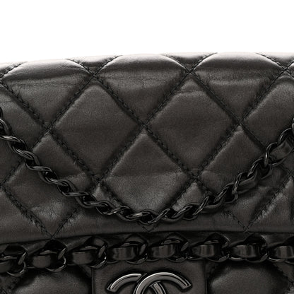 Chanel Metallic Calfskin Quilted Chain All Over Flap Bag Grey 8 of 10