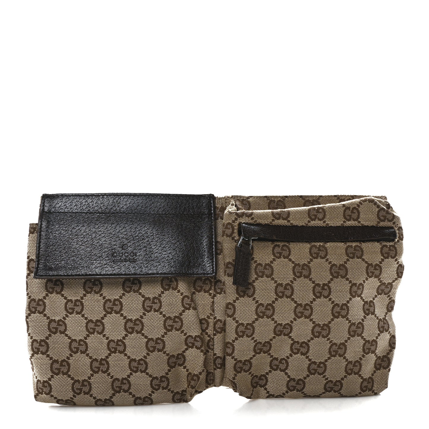 GG Monogram Double Pocket Belt Bag Dark Brown