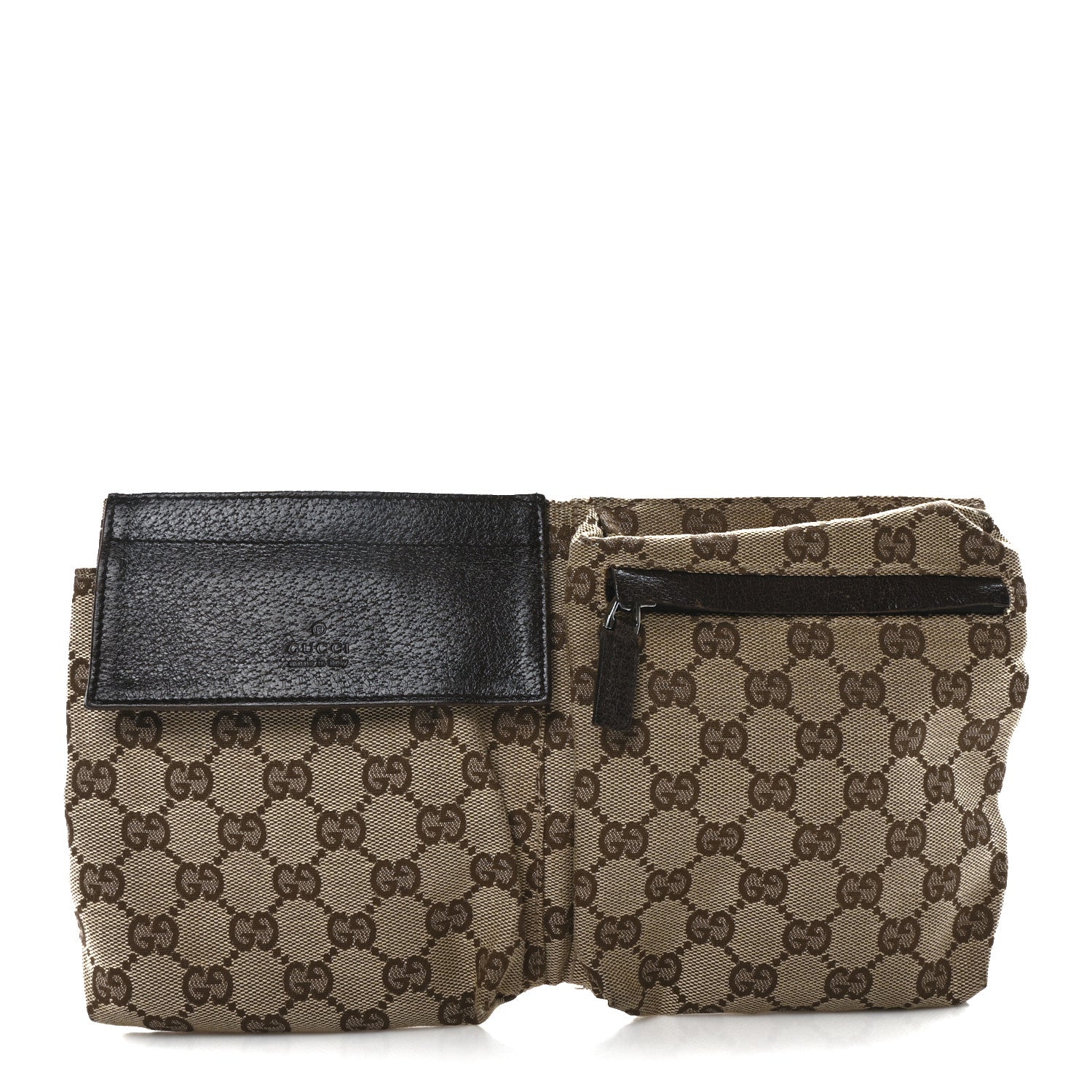 Gucci GG Monogram Double Pocket Belt Bag Dark Brown 1 of 10