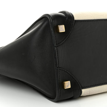 Celine Shrunken Lambski\n Micro Bi-Color Luggage Black White 9 of 16