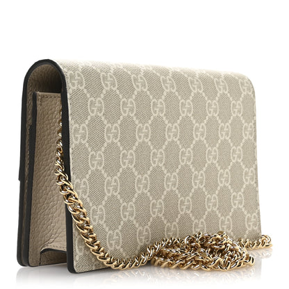 Gucci Dollar Calfskin GG Supreme Monogram Mini GG Marmont Chain Wallet Beige White 3 of 11