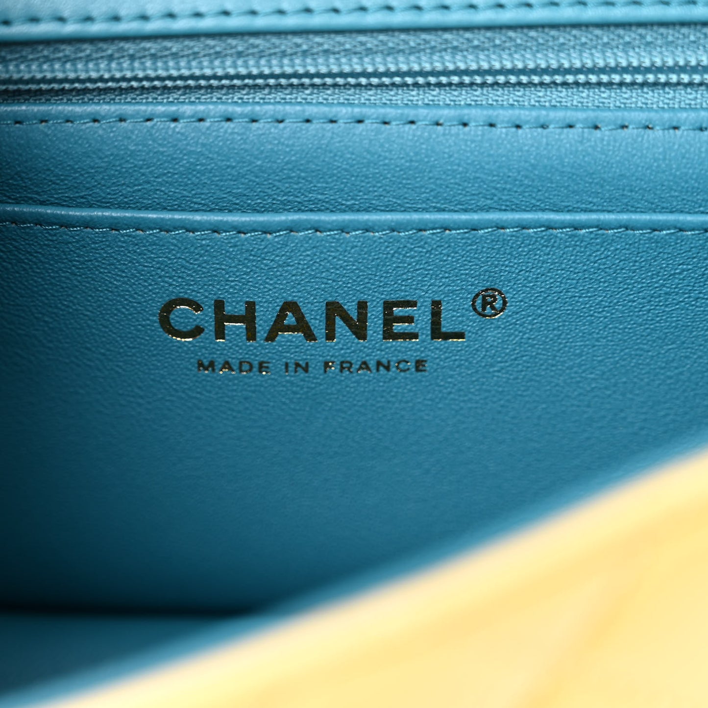 Lambskin Quilted Mini Rectangular Flap Yellow Blue
