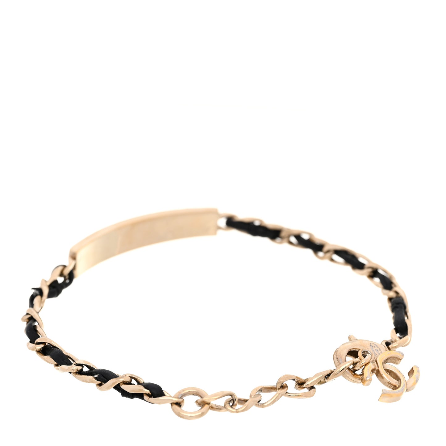 Metal Lambskin Crystal Sergeant Chanel Bracelet Gold