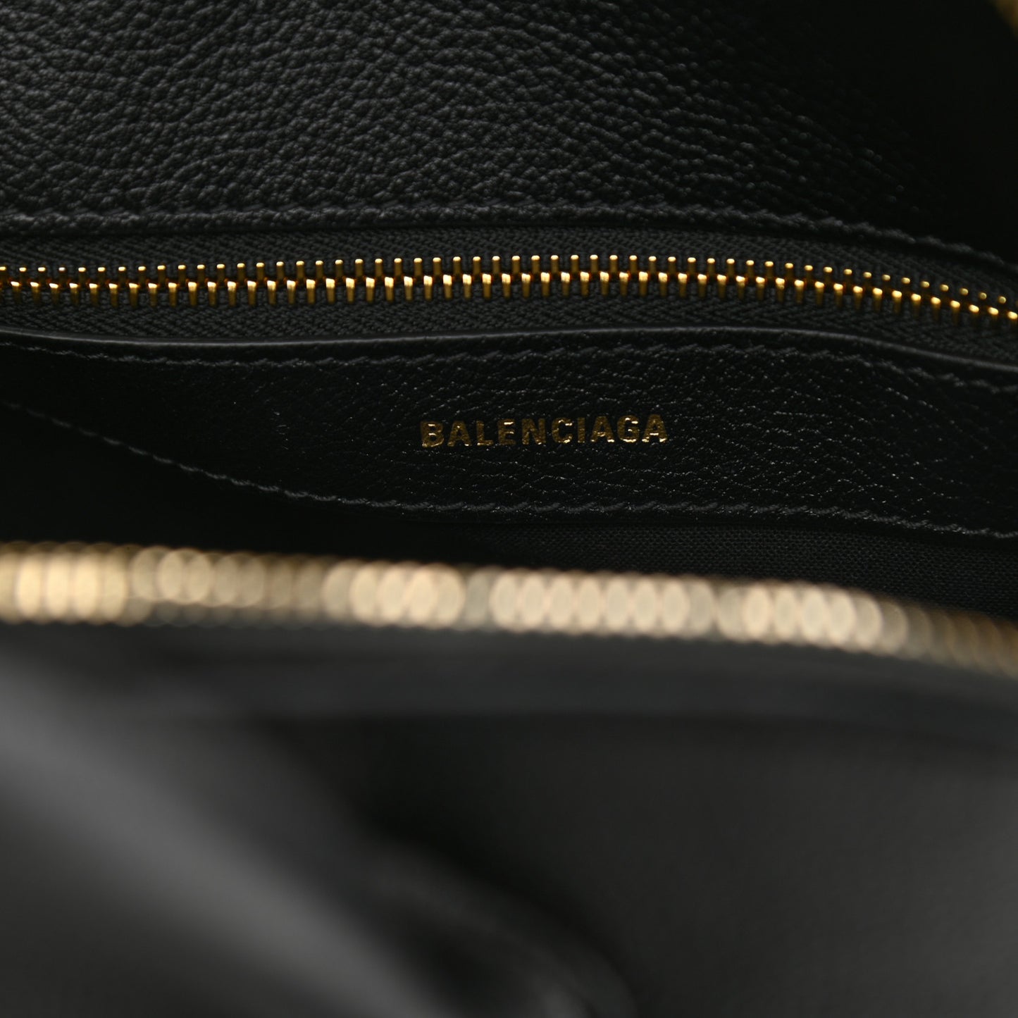 Grained Calfskin Logo S Ville Top Handle Bag Black White