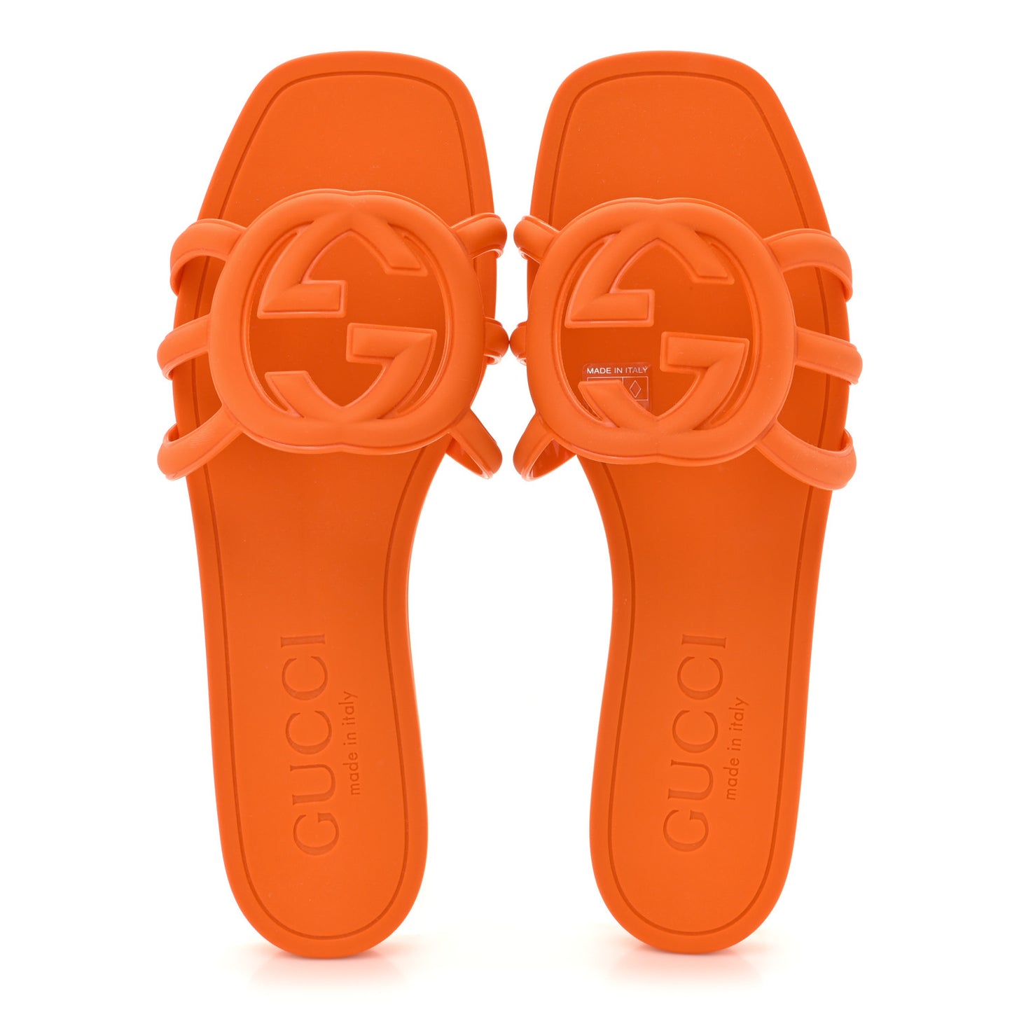 Rubber Interlocking G Womens Slide Sandals 38 Persimmon Orange