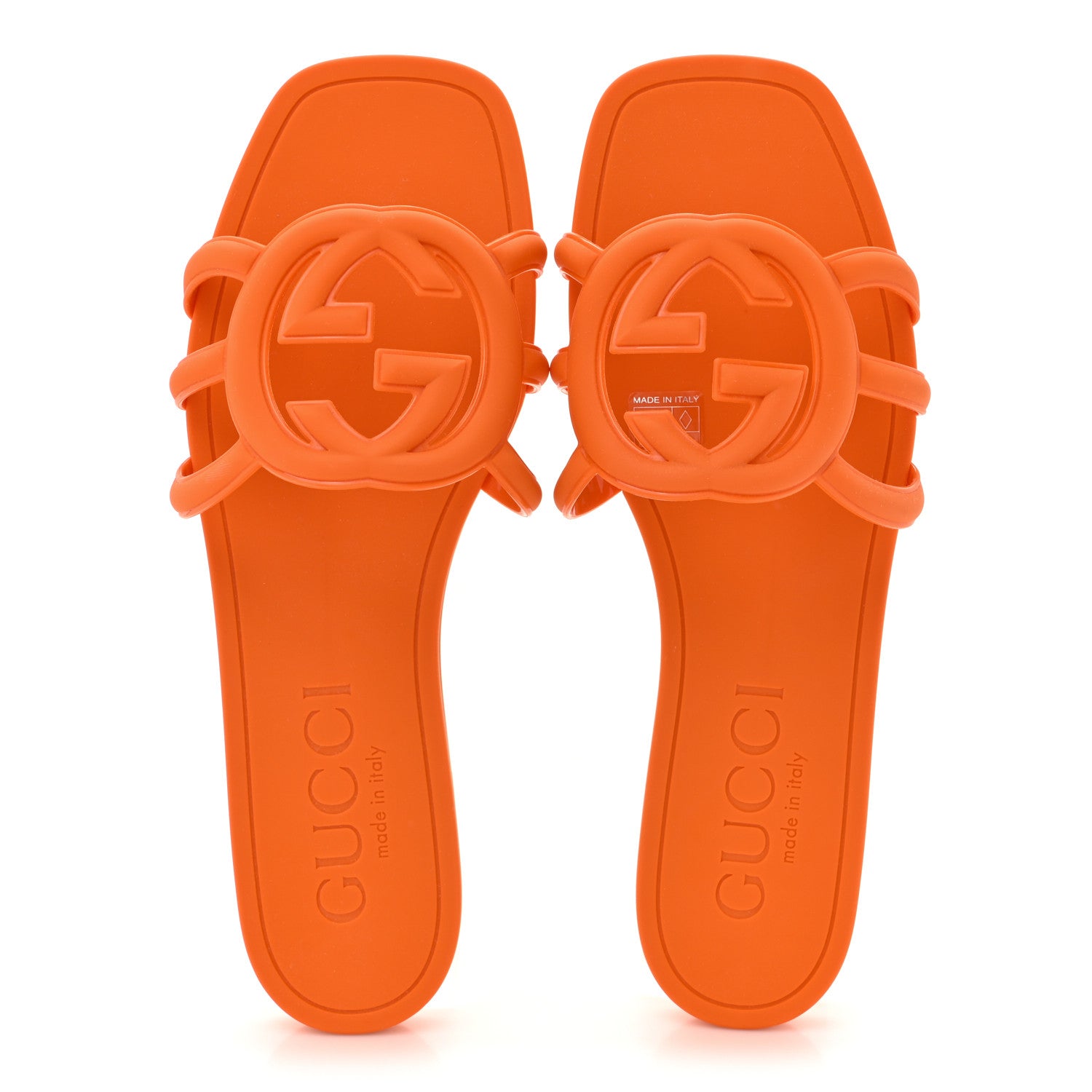 Gucci Rubber Interlocking G Womens Slide Sandals 38 Persimmon Orange 2 of 11