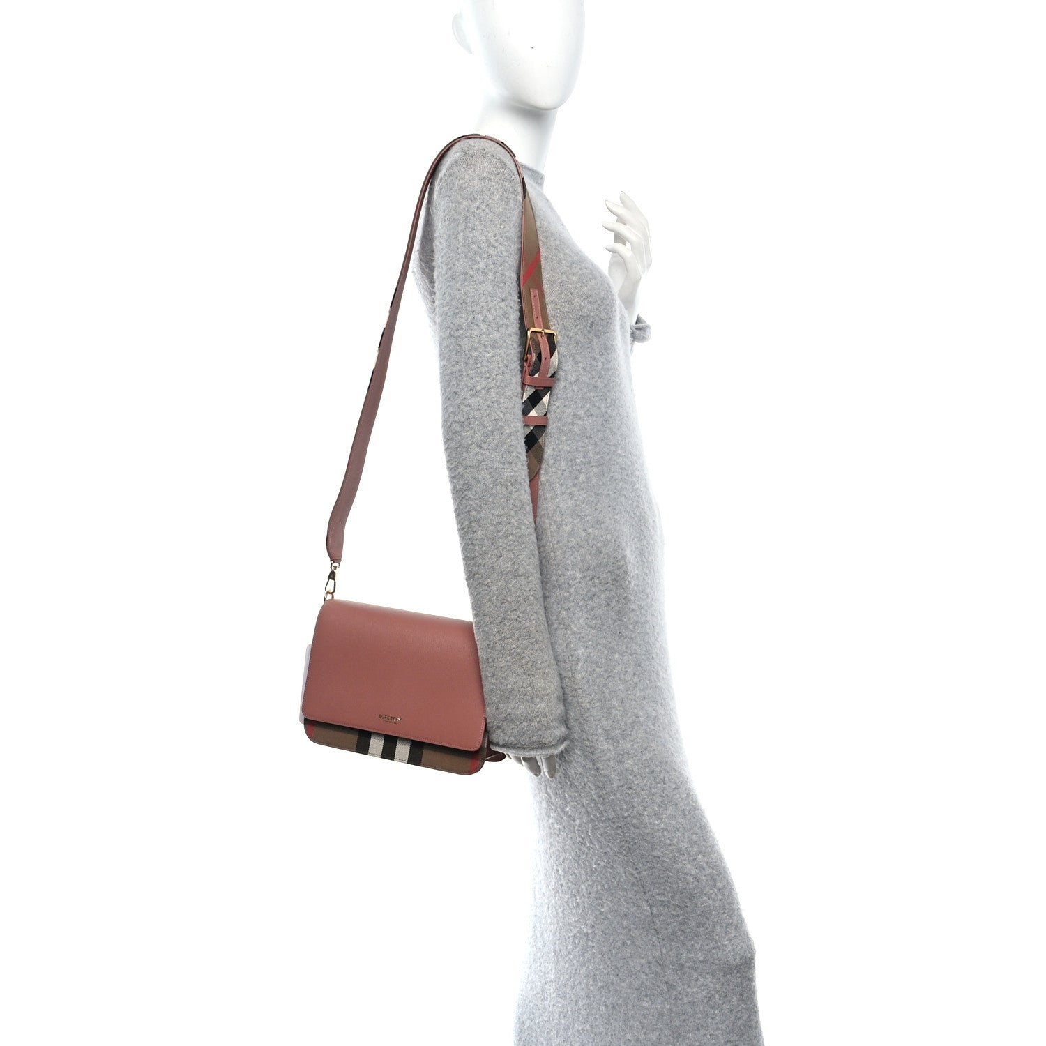 Burberry Derby Calfskin House Check Mackford Crossbody Bag Dark Rosewood 2 of 10