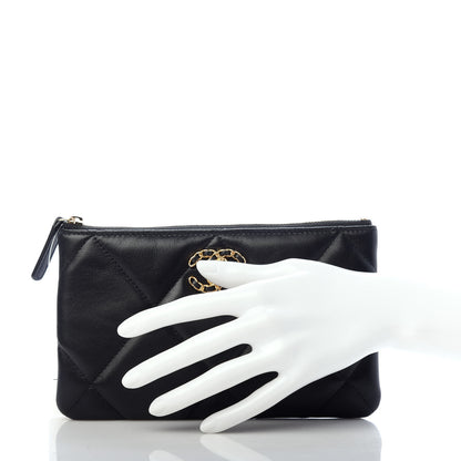 Chanel Shiny Goatskin Quilted Small Chanel 19 Pouch Black 2 of 7