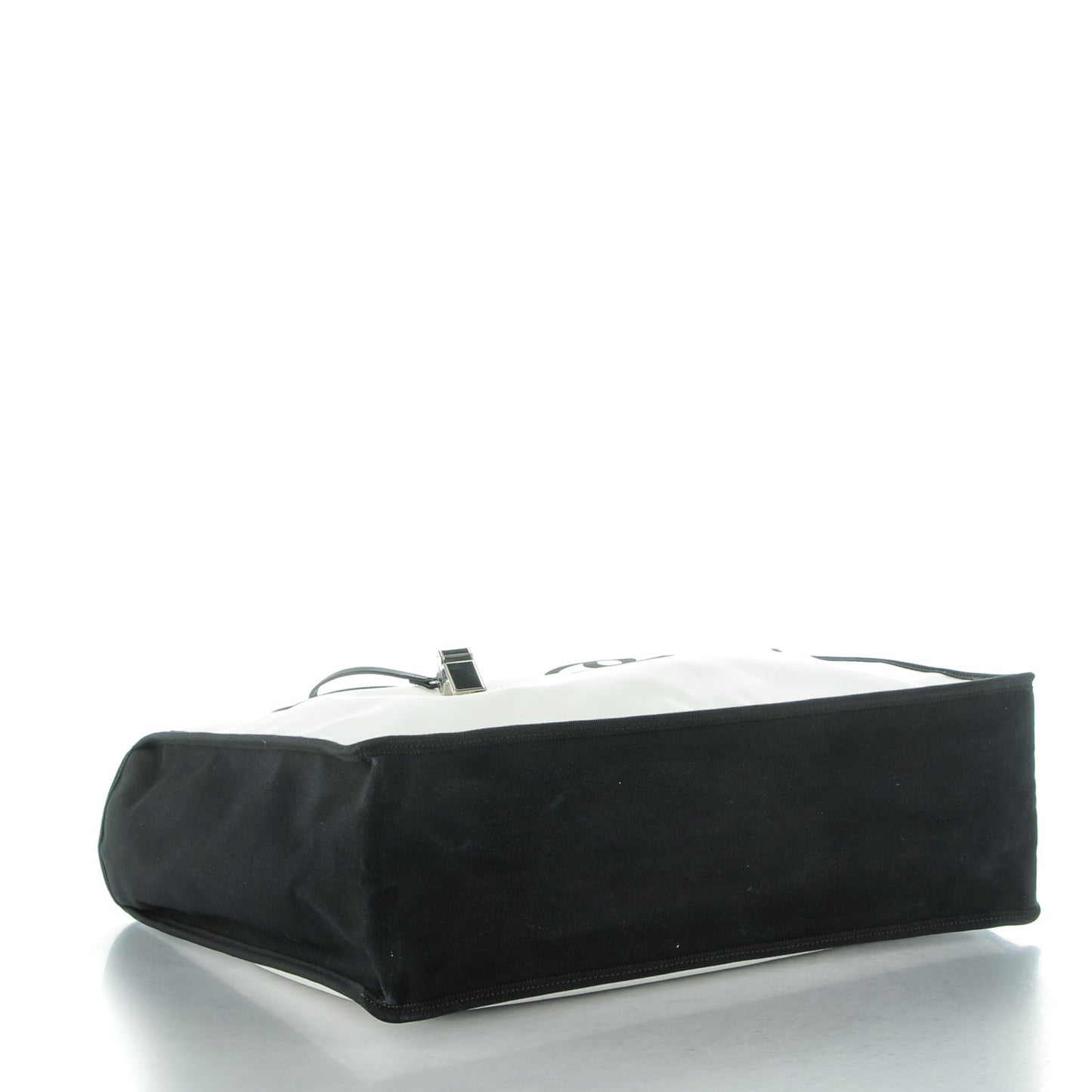 Canvas Calfskin Large Let's Demonstrate Tote White Black