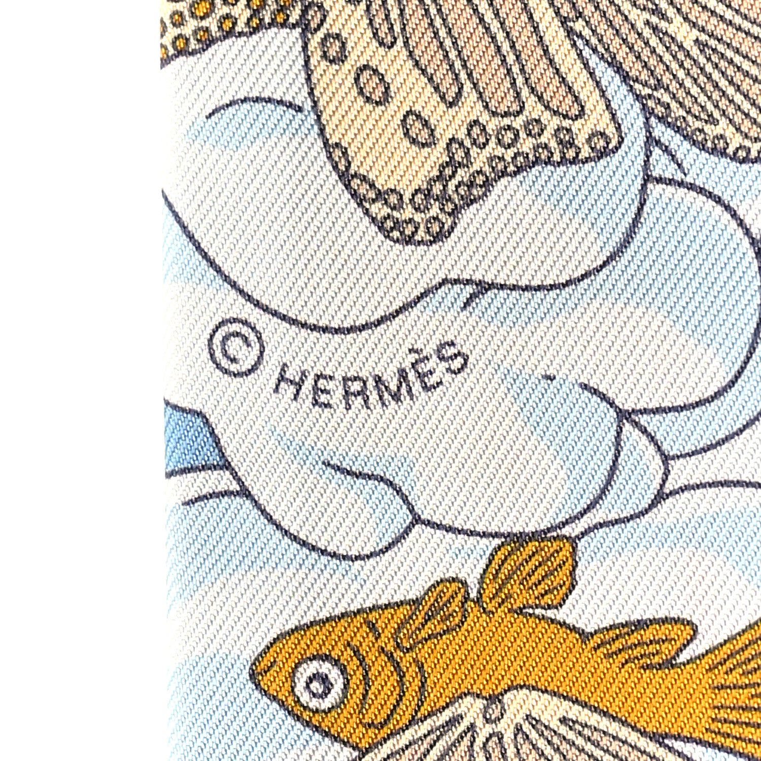 Hermes Silk Sur Mon Nuage Twilly Creme Bleu Ciel Orange 4 of 4