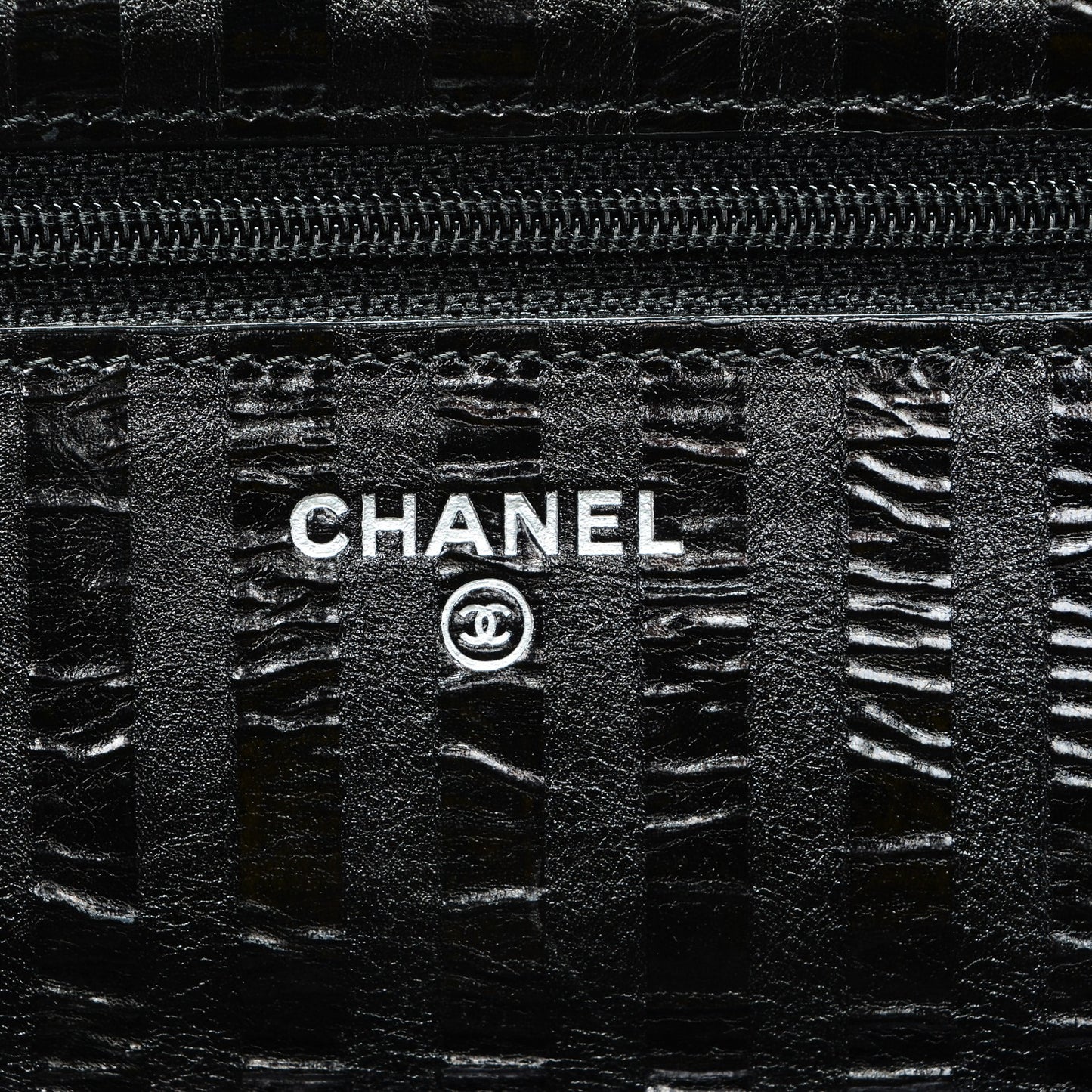 Aged Calfskin Striped Reissue Wallet On Chain WOC Black