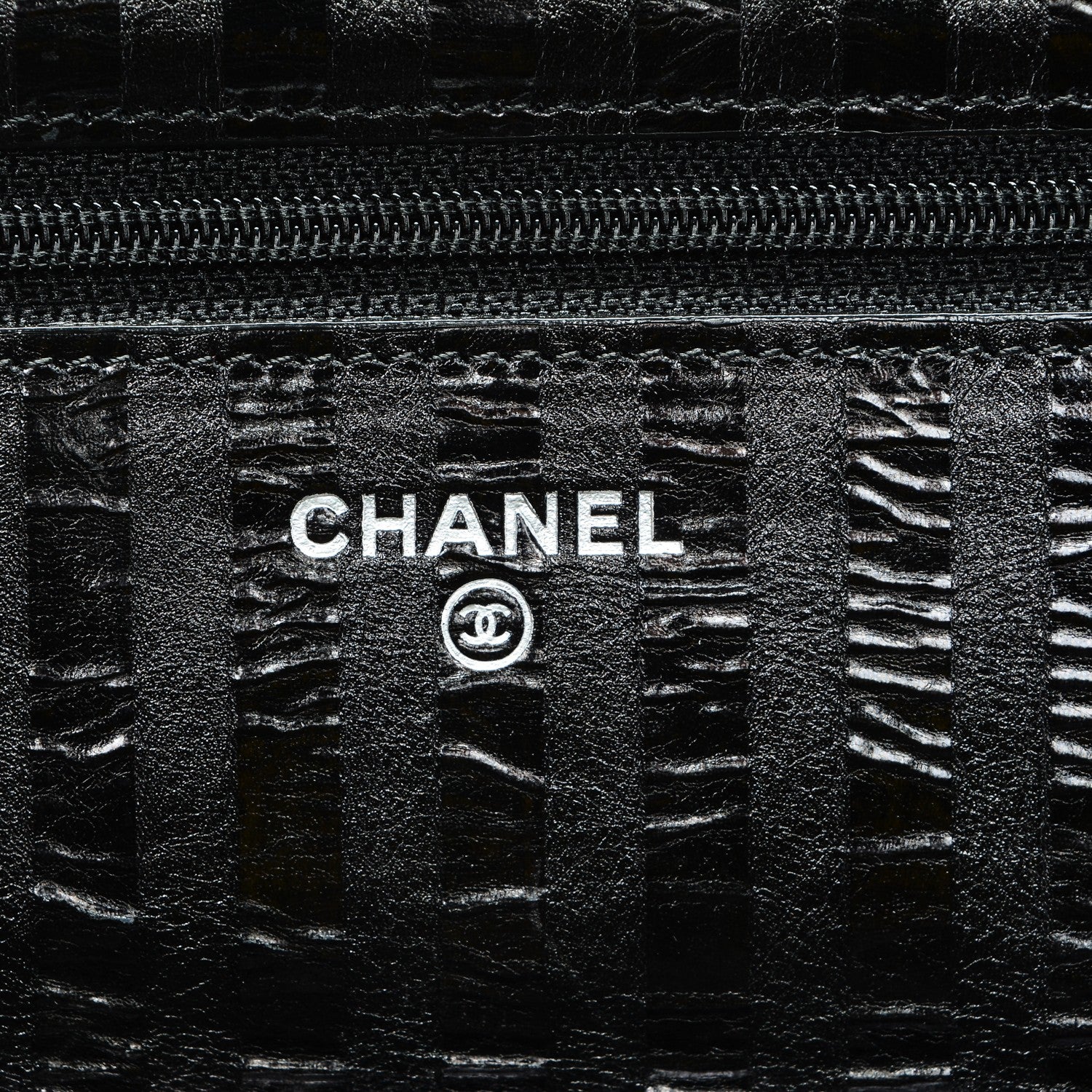 Chanel Aged Calfskin Striped Reissue Wallet On Chain WOC Black 6 of 8