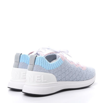 Chanel Mixed Fabrics Knit Sneakers 41 Grey Pink Blue 4 of 7
