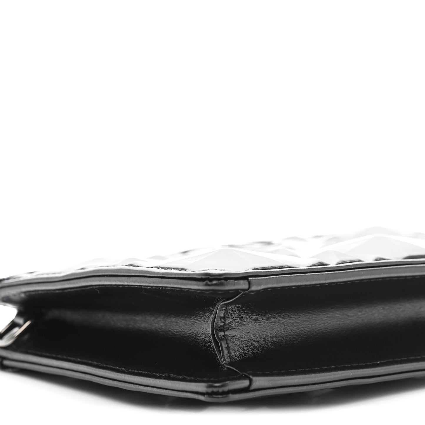 Calfskin Macrocannage Diamond Caro Zipped Pouch With Chain Black