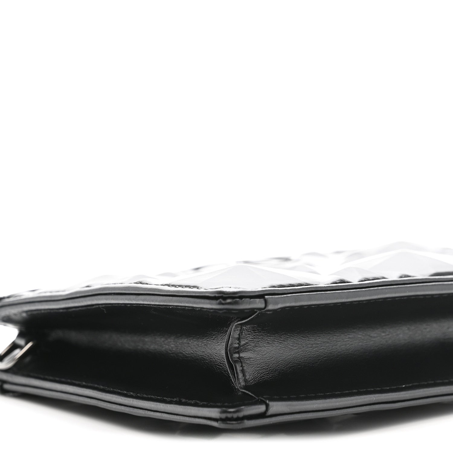 Christian Dior Calfskin Macrocannage Diamond Caro Zipped Pouch With Chain Black 9 of 10