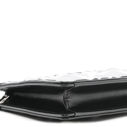 Christian Dior Calfskin Macrocannage Diamond Caro Zipped Pouch With Chain Black 9 of 10