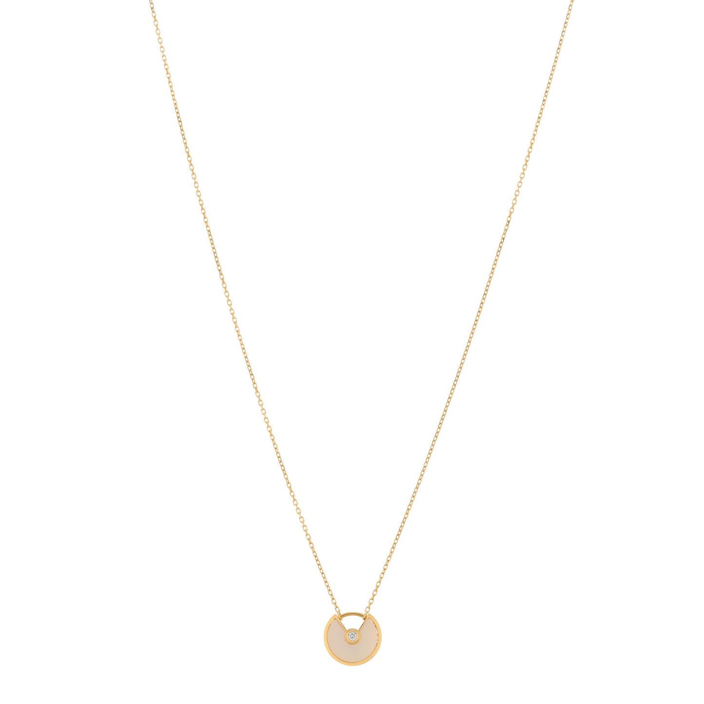18K Yellow Gold Diamond Mother of Pearl XS Amulette de Cartier Pendant Necklace