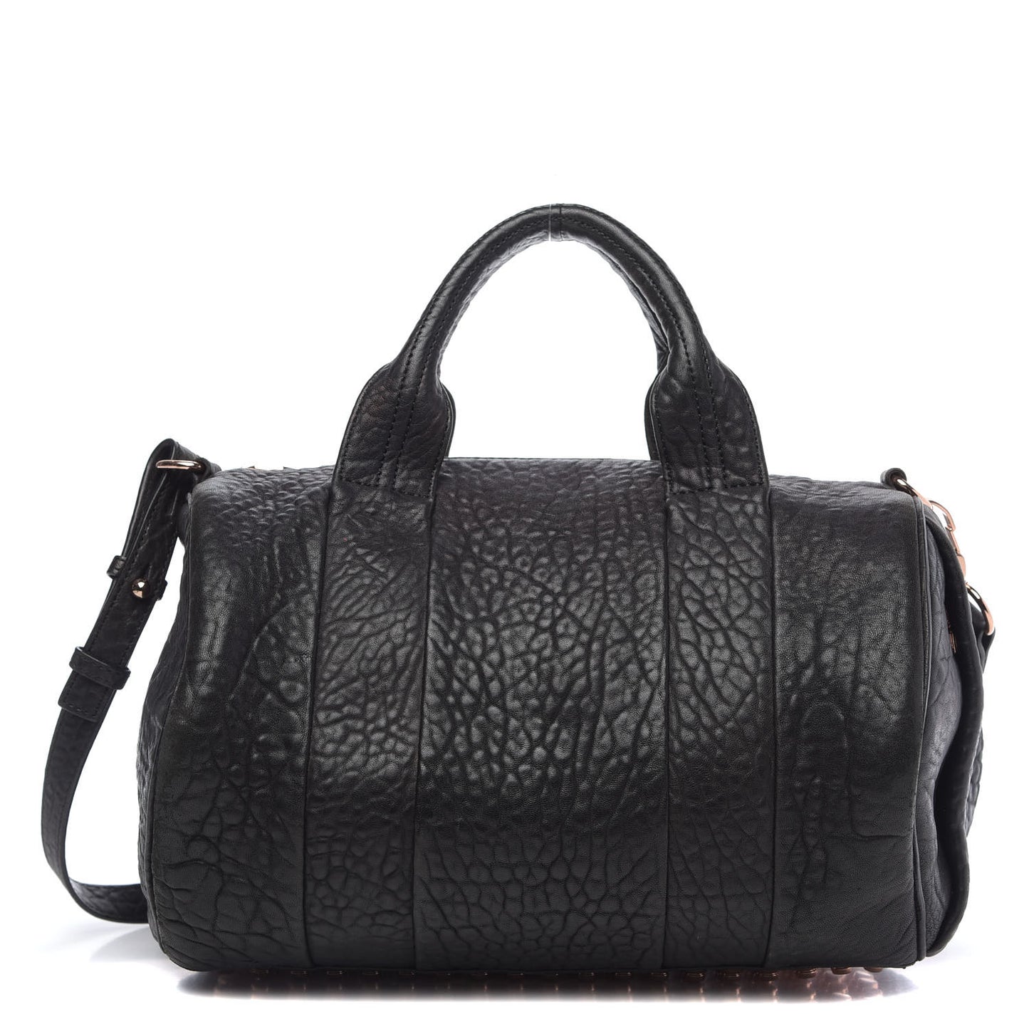 Pebbled Lambskin Rocco Black Rose Gold Hardware