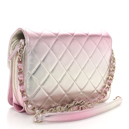 Chanel Metallic Lambskin Quilted Large Like A Wallet Flap Golden Pink 3 of 15