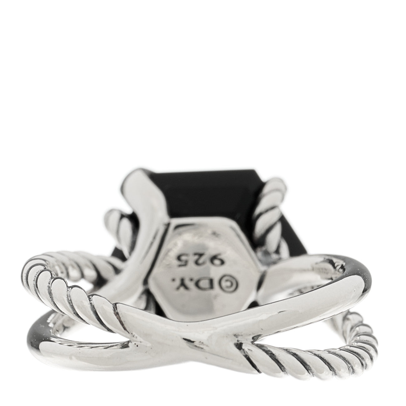 David Yurman Sterling Silver Diamond Black Onyx 10mm Cable Wrap Ring 48 4.5 4 of 5