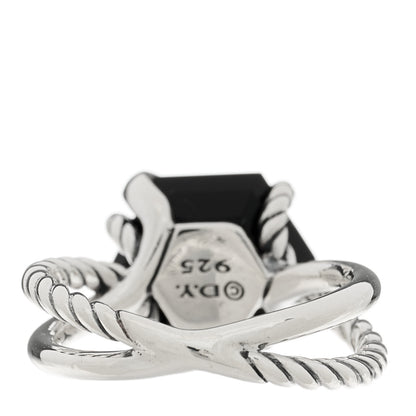 David Yurman Sterling Silver Diamond Black Onyx 10mm Cable Wrap Ring 48 4.5 4 of 5