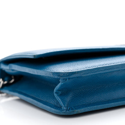 Chanel Caviar Sevruga Wallet on Chain WOC Blue 10 of 13