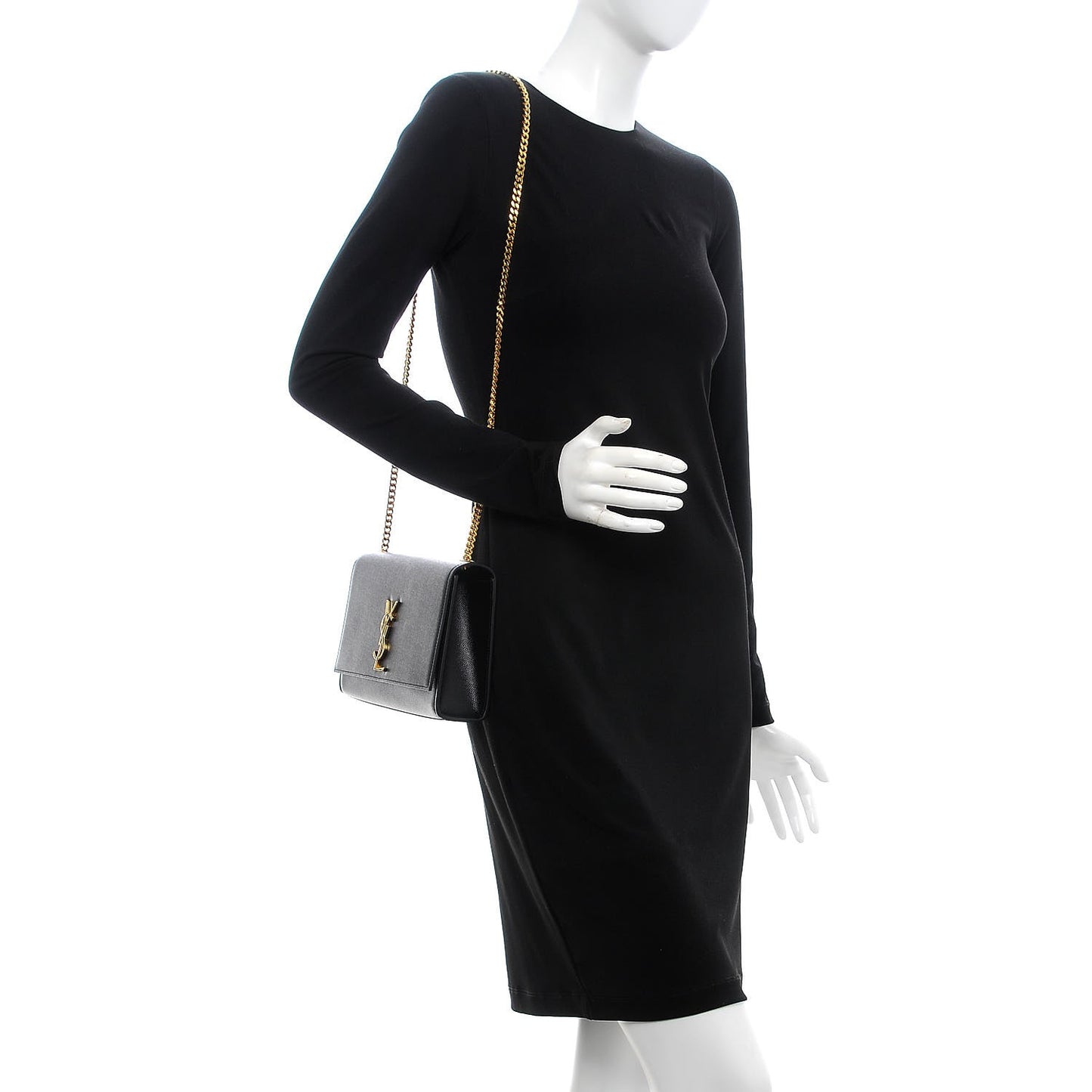 Grain De Poudre Medium Classic Monogram Kate Satchel Black