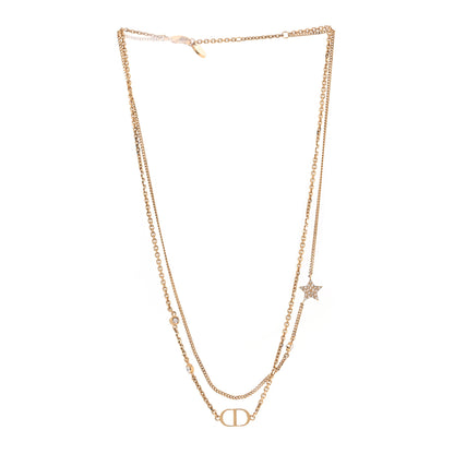 Christian Dior Metal Crystal Petit CD Double Necklace Gold 3 of 4
