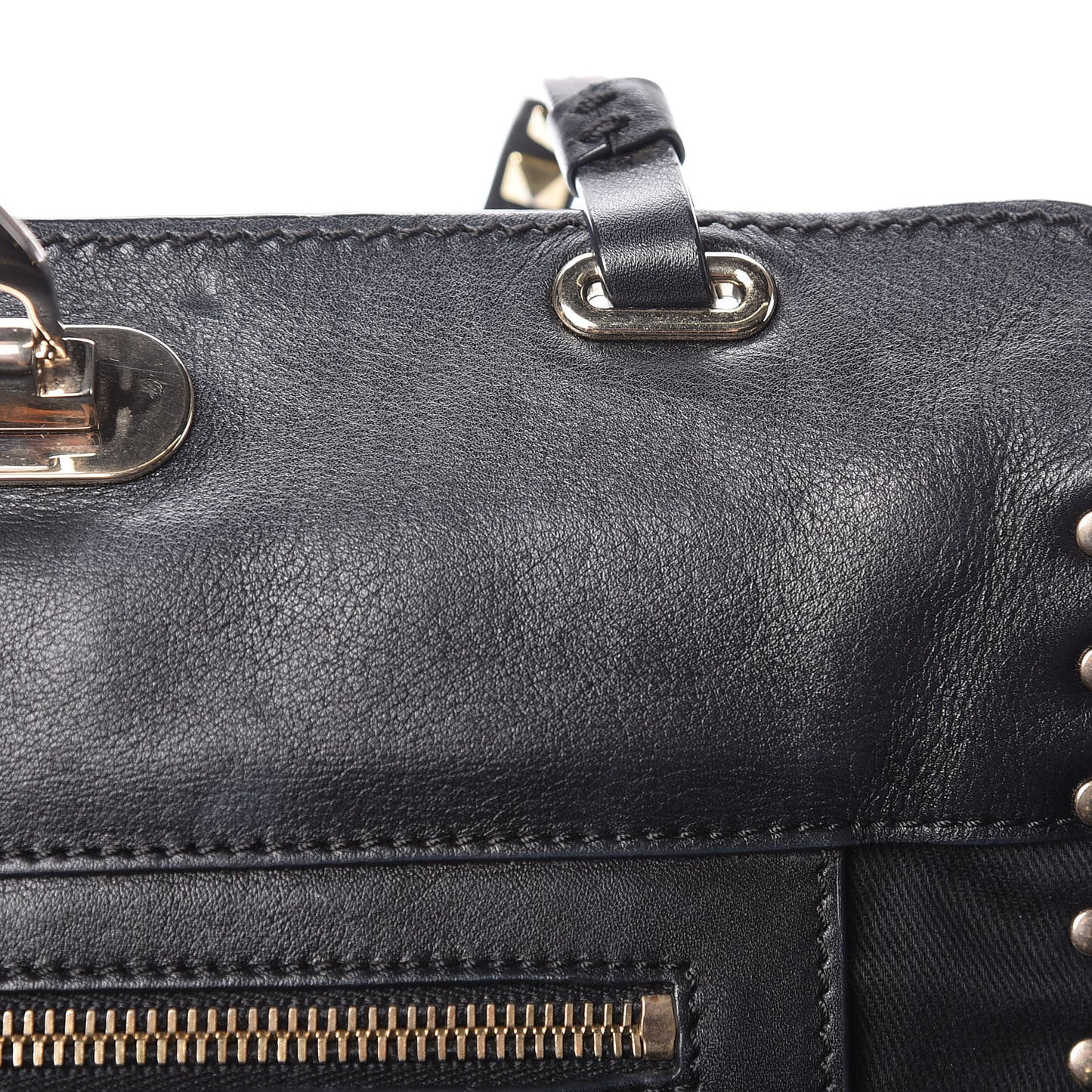 Vitello Small Rockstud Tote Black