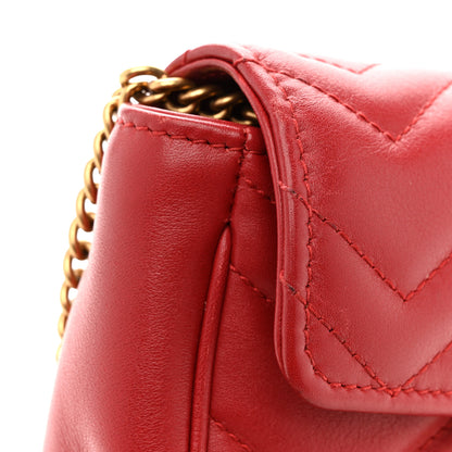 Gucci Calfskin Matelasse Super Mini GG Marmont Shoulder Bag Hibiscus Red 12 of 16