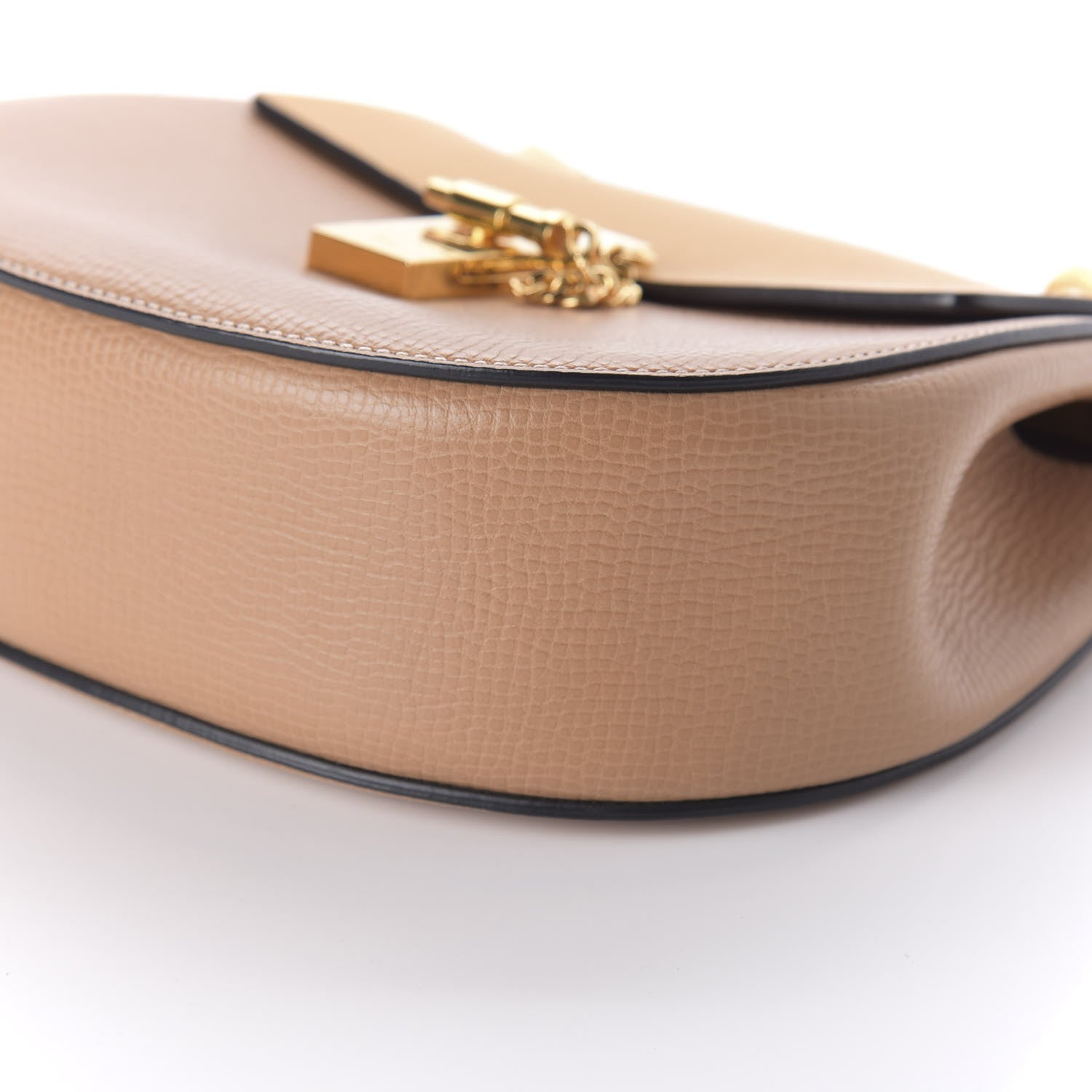 Chloe Grained Calfskin Lambskin Bi-Color Drew Shoulder Bag Wet Sand Sunflower 7 of 9