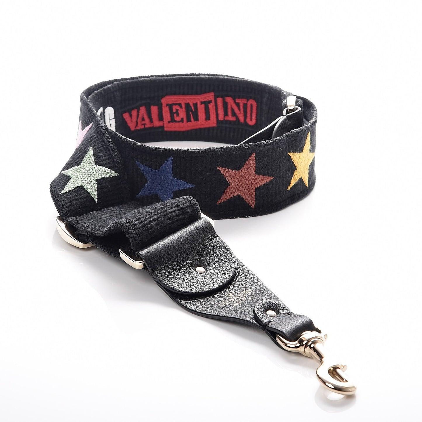 X JAMIE REID Canvas Embroidered Rockstud Guitar Strap Black
